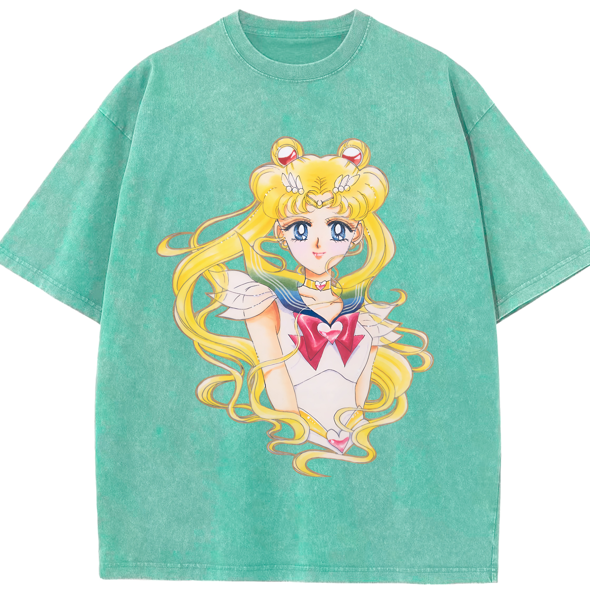 （画像用） 美少女戦士セーラームーン 月野 うさぎ つきの うさぎ Sailor Moon Tsukino Usagi 綿100% ヴィンテージ風 半袖Tシャツ（フロントプリント）